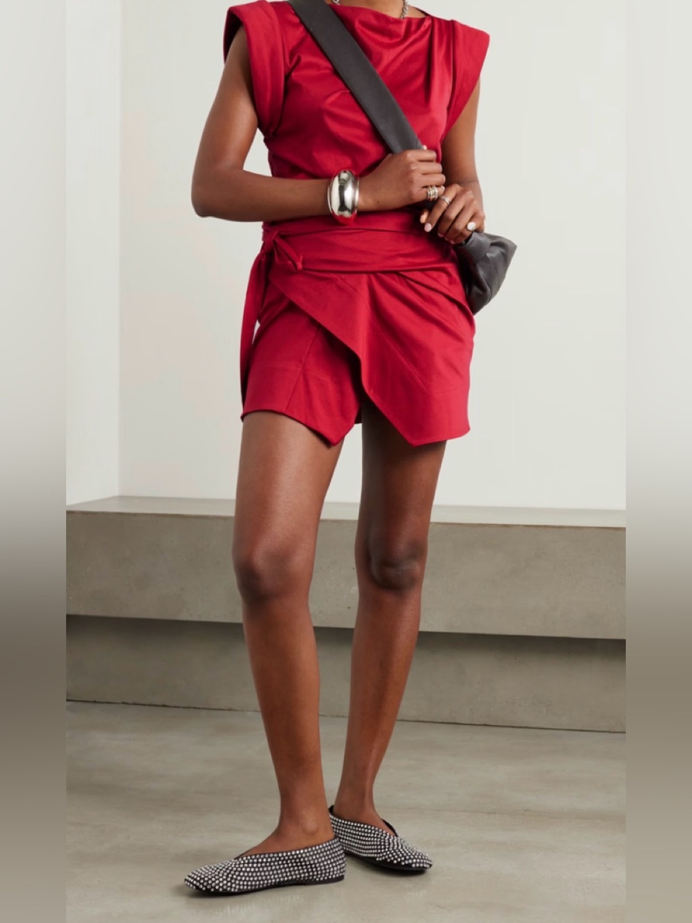 NWT [$355] Isabel Marant Etoile Bright Red Layered Ruffle Mini Skirt. size 38